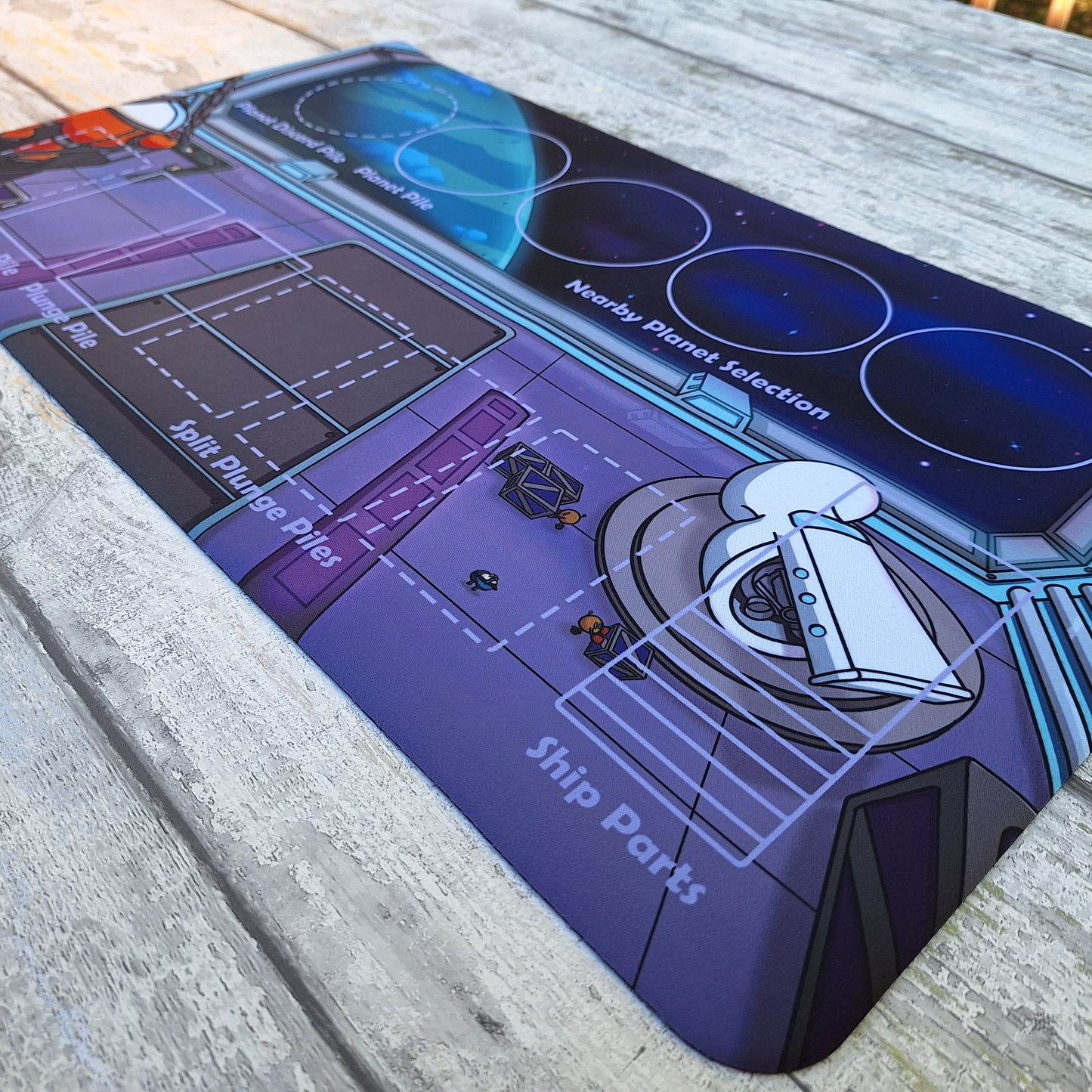 Butts in Space: Plungers and Planets Playmat - 14" x 24" Neoprene Game Mat image 1