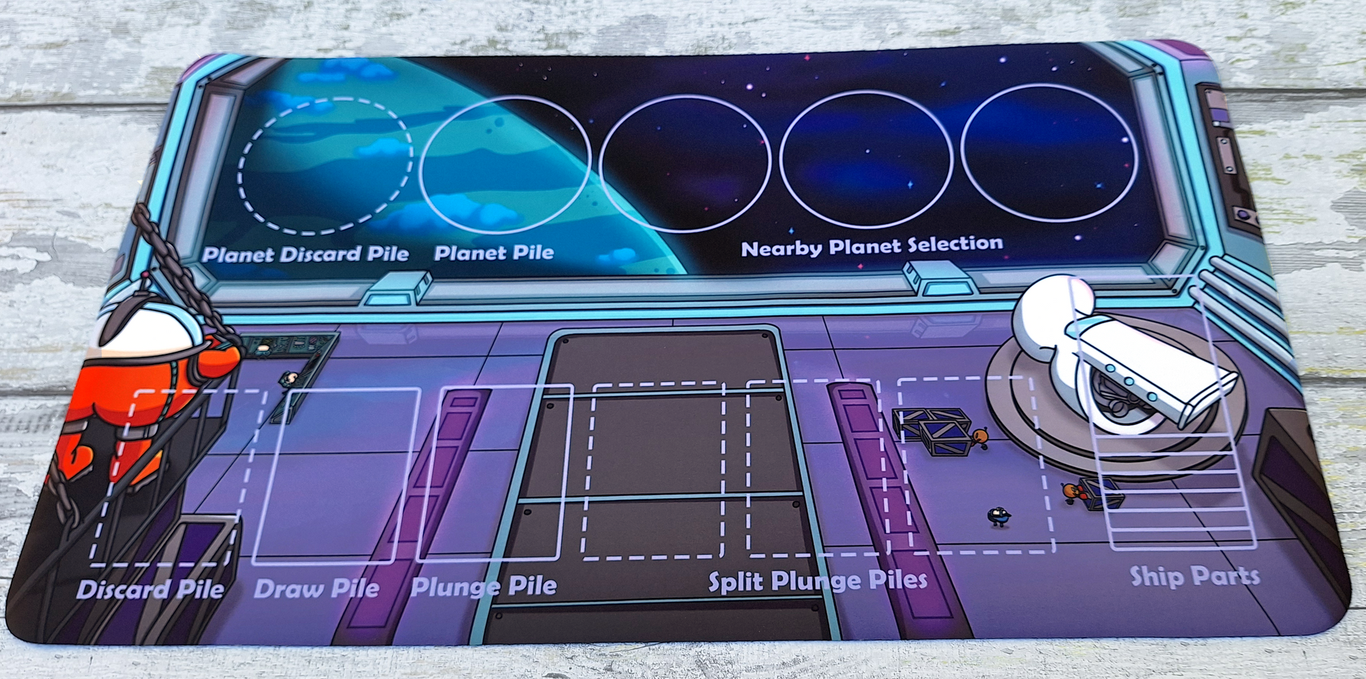 Butts in Space: Plungers and Planets Playmat - 14" x 24" Neoprene Game Mat image 2